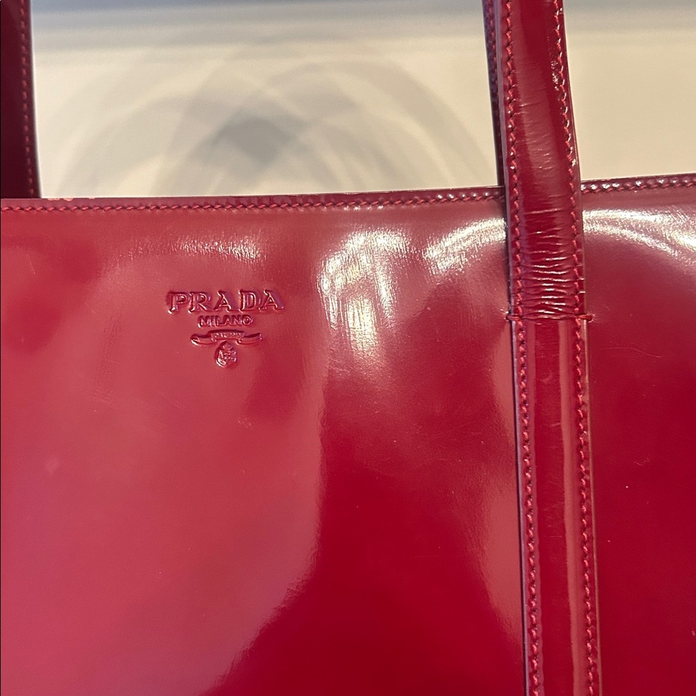 Prada Patent Leather Cherry Tote Bag - Picture 9 of 12